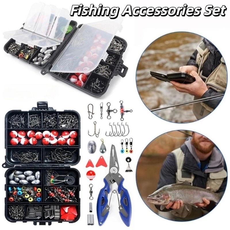 Fishing Lure Crankbait - ชุดอุปกรณ์ตกปลาแบบลอยน้ำ 1 ชุด พร้อมตะขอเบ็ดตกปลาคาร์พ อุปกรณ์ตกปลาพร้อมกล่อง ชุดเหยื่อล่อและอุปกรณ์ตกปลา