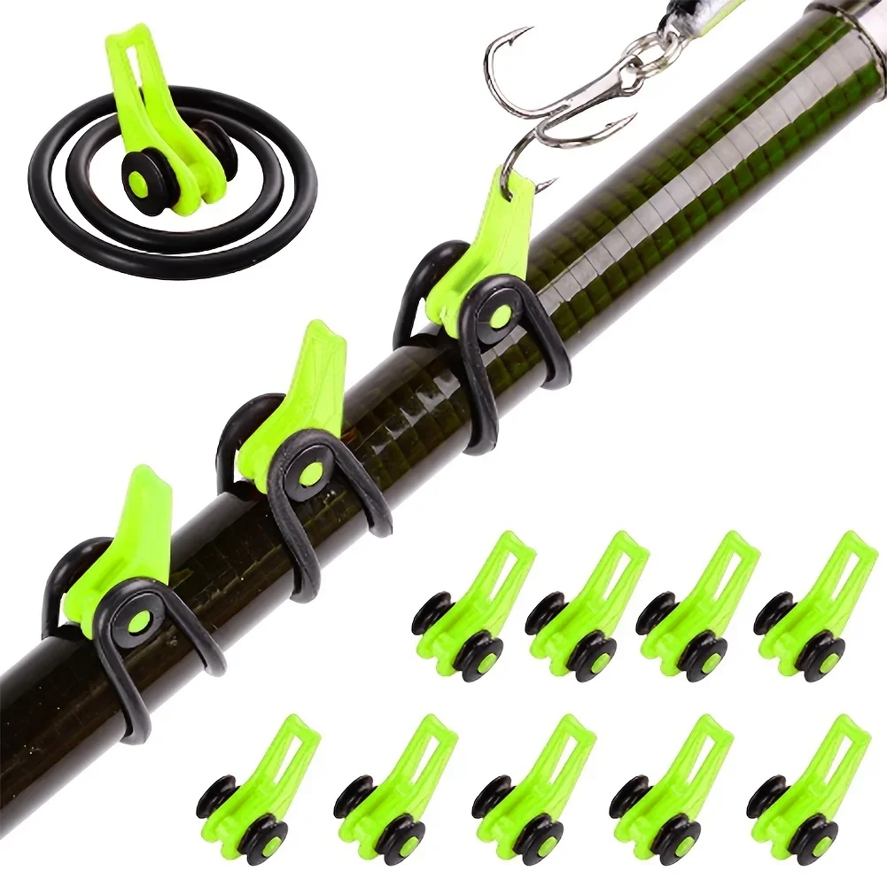Fishing Lure Jig - 10 ชิ้น/ล็อตตกปลา Rod POLE Hook Keeper-แหวนซิลิโคนอย่างปลอดภัย