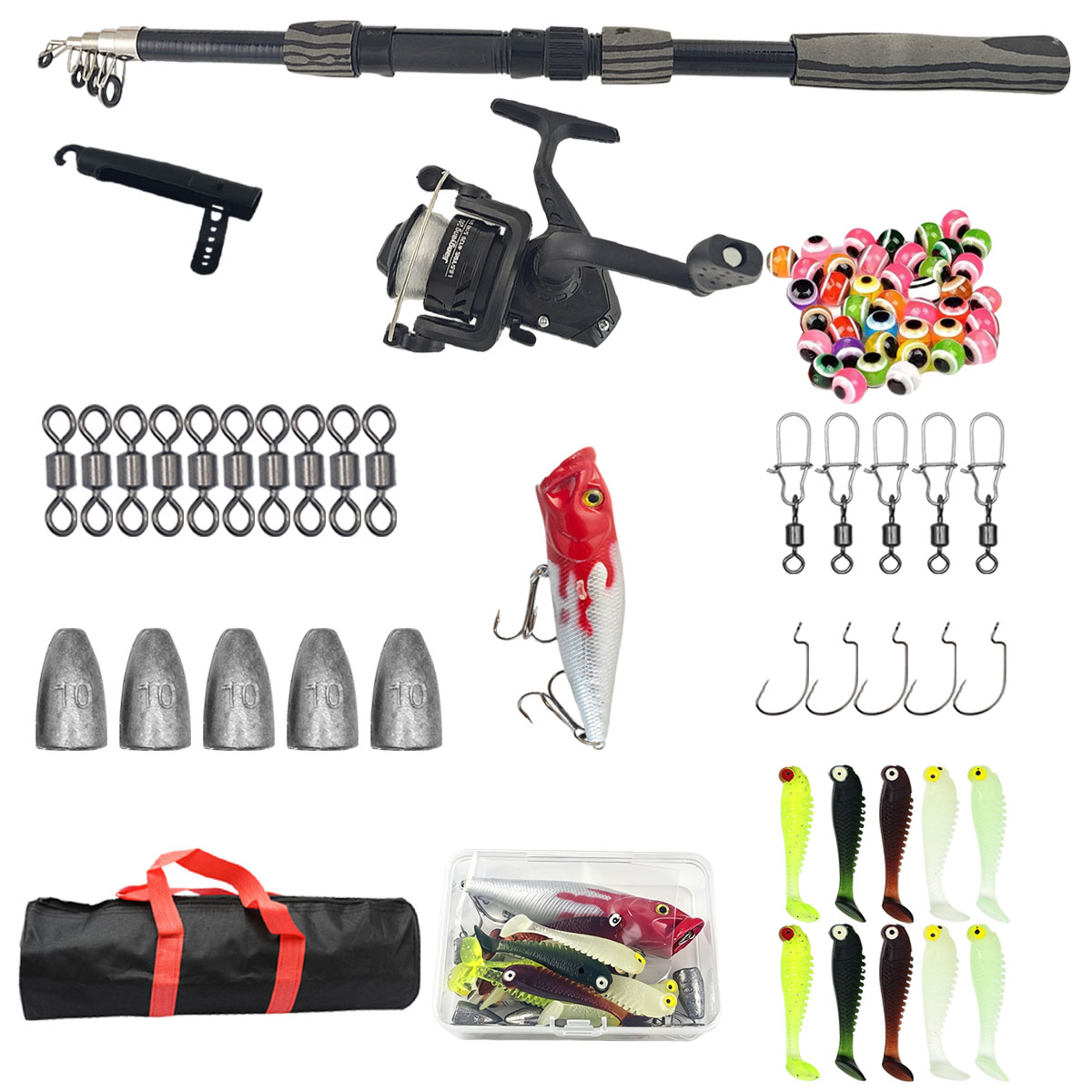 ชุดคันเบ็ดตกปลาแบบพกพา ยืดหดได - Fishing Lure Spinner บทวิจารณ์และราคา